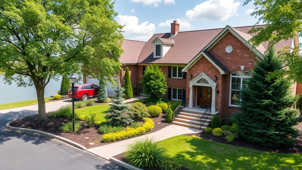 Harrisburg riverfront property with river views, mature landscaping, professional curb appeal, and attractive entrance demonstrating valuable real estate in Pennsylvania capital city