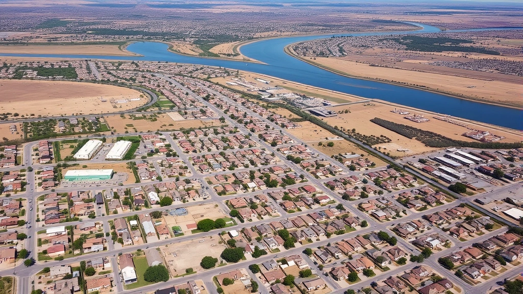 Aerial view of Las Cruces neighborhood showing residential development and Rio Grande valley landscape