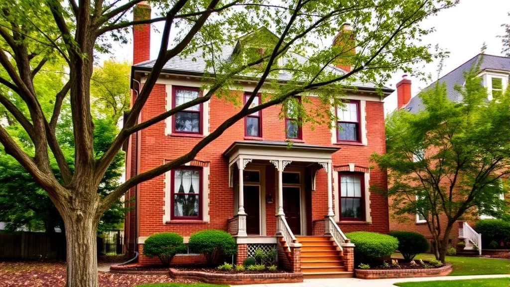 Charming historic Victorian-style home with original architectural details, brick facade, and mature trees in established neighborhood setting