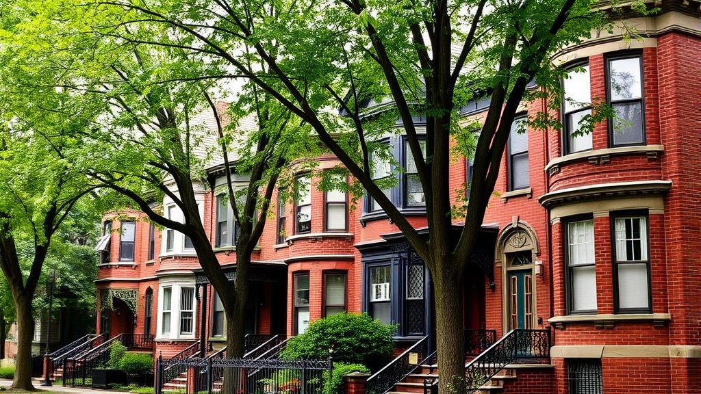Historic Victorian homes with original architectural details lining a tree-canopied residential street in Lowell, featuring brick facades and period windows