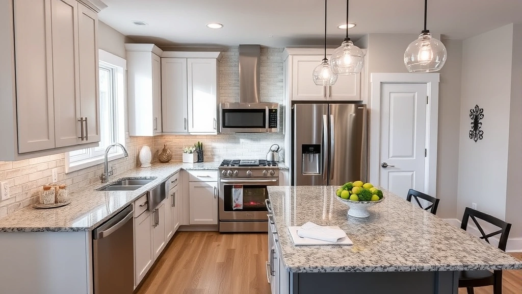 Modern updated kitchen interior with granite countertops, stainless steel appliances, and bright natural lighting in contemporary Harrisburg home