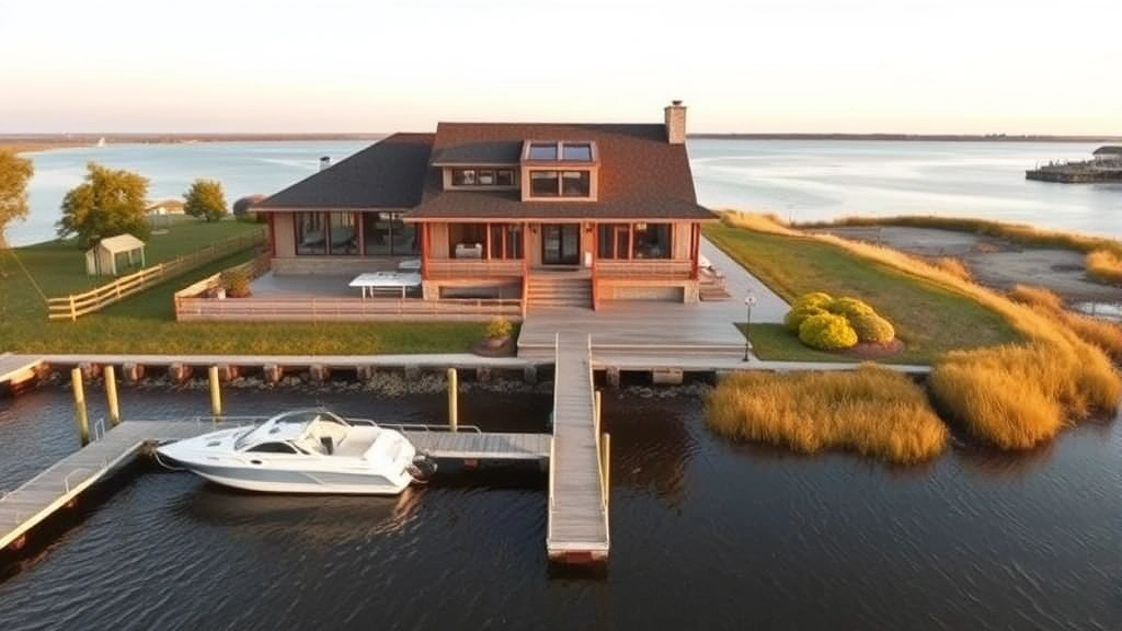 Waterfront property with boat dock, bay views, and contemporary home design overlooking Barnegat Bay, coastal New Jersey aesthetic